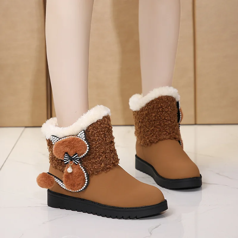 Зимние сапоги 2019 г. новые женские зимние Бархатные Теплые хлопковые ботинки