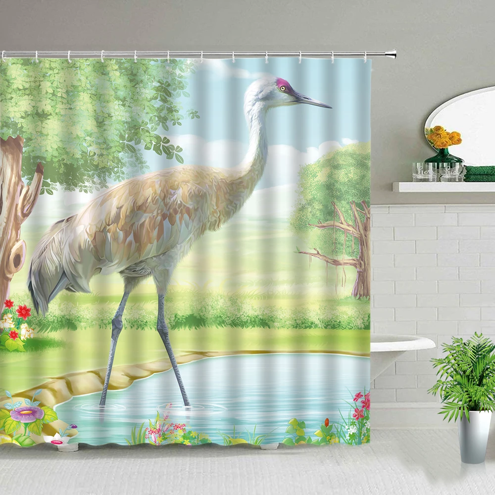 

Fairy Tale Forest House Scenery Shower Curtains Cactus Flower Magic Tree Landscape Print Waterproof Bathroom Curtains With Hooks