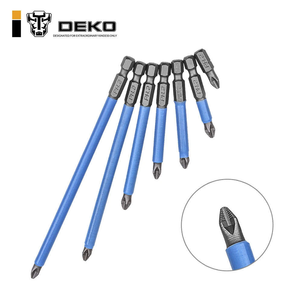 DEKO PT06 10 шт. 1/" шестигранный, магнитный Набор насадок для электрической отвертки с защитой от скольжения и долгой досягаемости 25 мм 50 мм 65 мм 70 мм 90 мм 127 мм 150 мм