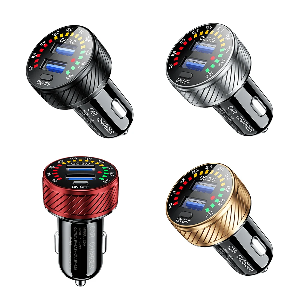 qc 3 0 dual usb car charger 12v 24v waterproof 18w fast charging marquee light led voltmeter on off switch car charger adapter free global shipping