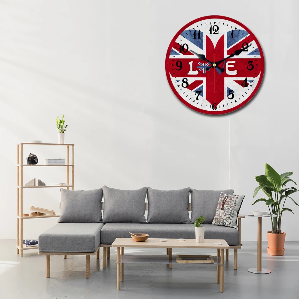 RIHE Национальный флаг не тикают деревянные картонные настенные часы для