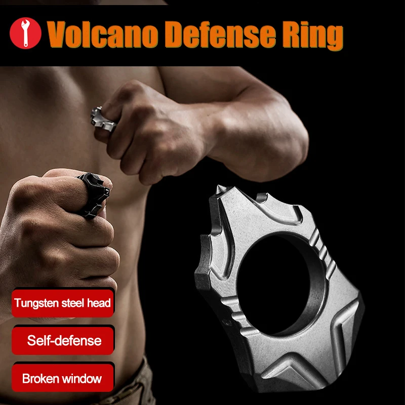 Кольцо из нержавеющей стали вольфрамовая стальная головка вулкан Самозащита