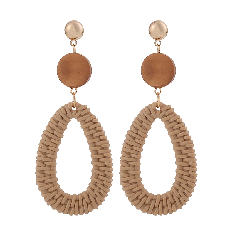 

Bohemia Big Geometric Earrings Female Gifts Fashion Resin Rattan Square Flower Earrings For Women Jewelry Long Drop Earrings