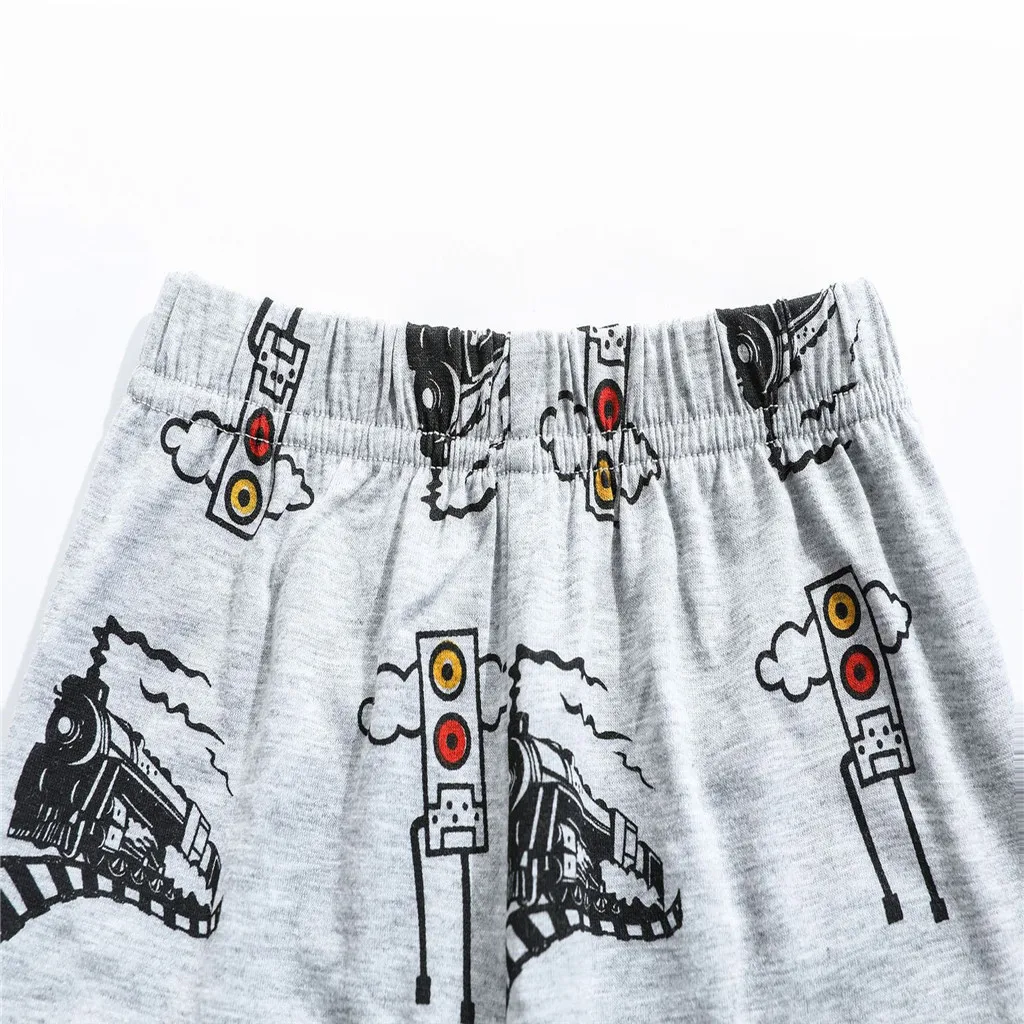 Kids Summer Clothes Toddler Baby Boy Cartoon Tops T-Shirt Train Shorts Outfits Set Sleepwears Vetement Enfant Garcon For 12M-5Y | Детская