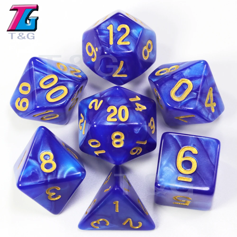 7 шт./компл. T& g многогранник Dados D& D кости с эффект мраморной поверхности, прозрачный D4 D6 D8 D10 D10% D12 D20 игральные кости - Цвет: 10