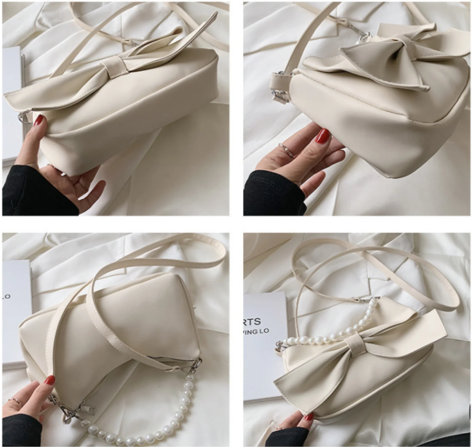 

The new summer fashion clutch bag with bow, one-shoulder bag for women, temperament envelope and pearl cross-body bag