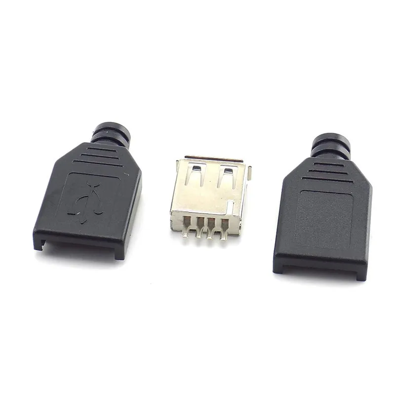 3 в 1 гнездовой разъем USB 2.0 типа A 4-контактный с черной пластиковой крышкой сделай
