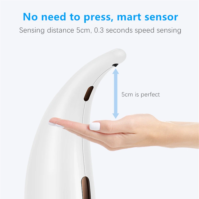 Dispensador autom&aacute;tico de jab&oacute;n l&iacute;quido para ba&ntilde;o, dispositivo con Sensor inteligente infrarrojo, sin contacto, para cocina y champ&uacute;, 300ML-1