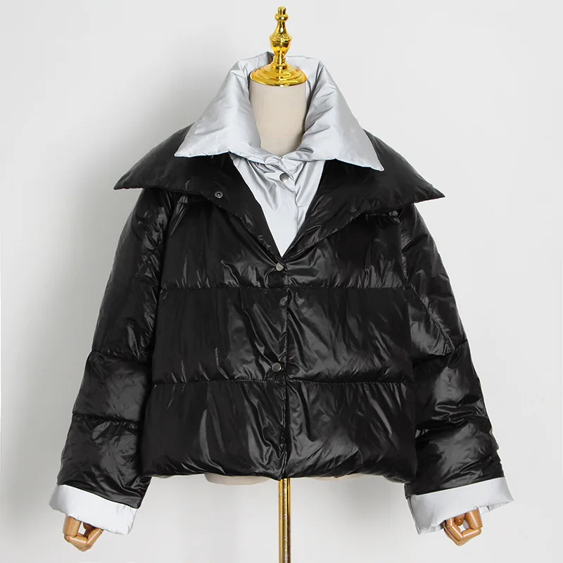 Женский свободный пуховик новая модная яркая повседневная короткая куртка с