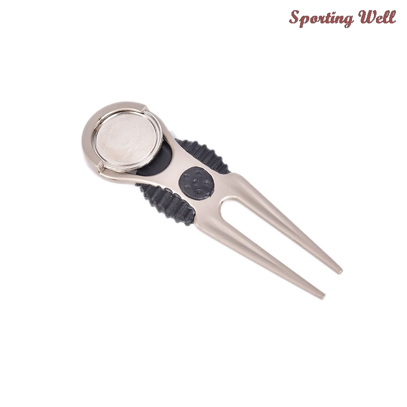 

1pc Golf Divot Tool Repair Switchblade Tool Pitch Groove Cleaner Golf Pitchfork Golf Accessories Putting Green Fork