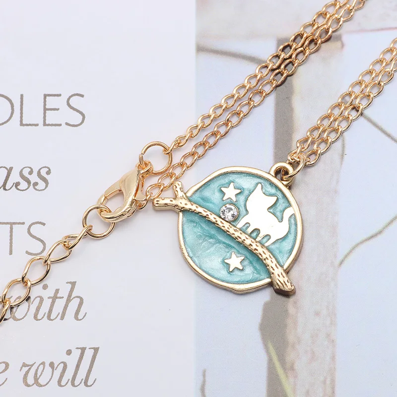 

Creative Fashion Cute Kitten In The Trunk Line Stars Empty Multicolor Necklace Earth PendantNecklaces & Pendants Jewelry
