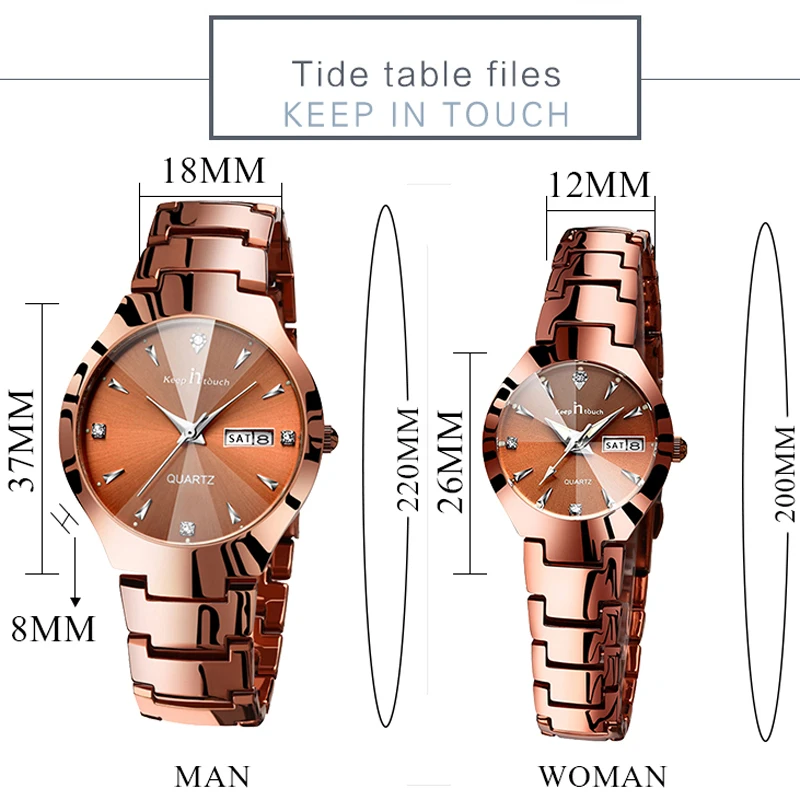 Часы наручные парные роскошные золотистые водонепроницаемые кварцевые из