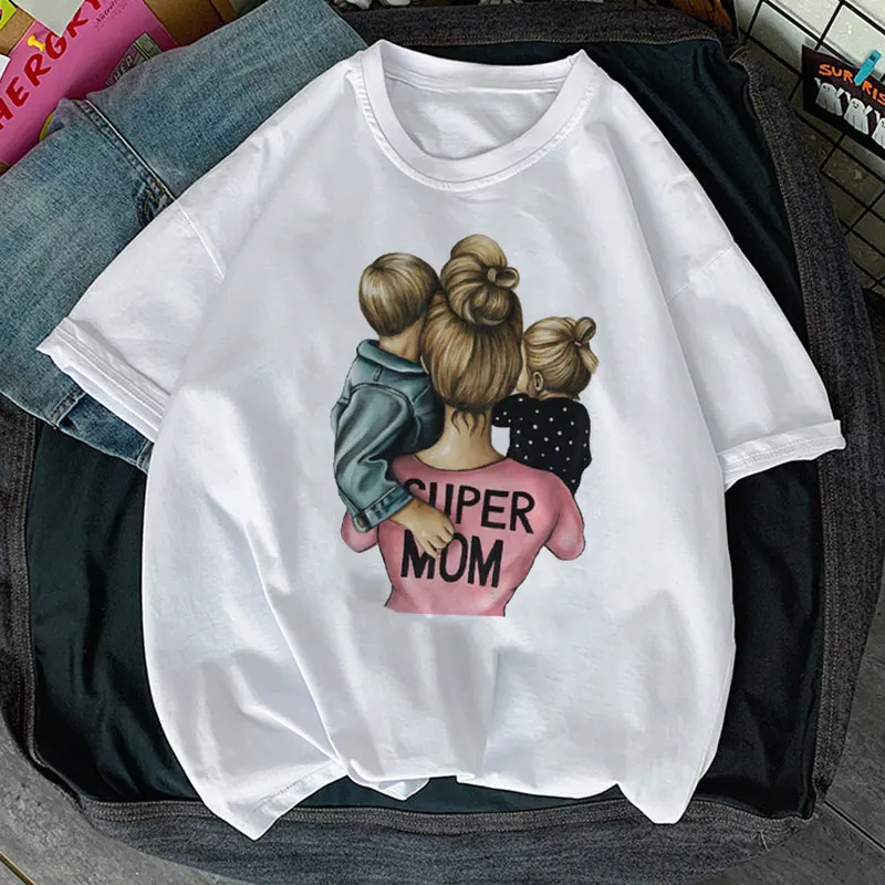 

2021 Summer Clothing Women T Shirt Cartoon Super Mom Life Momlife Print Lady T-shirts Ladies T-Shirt Female Tops Tee Shirt Femme