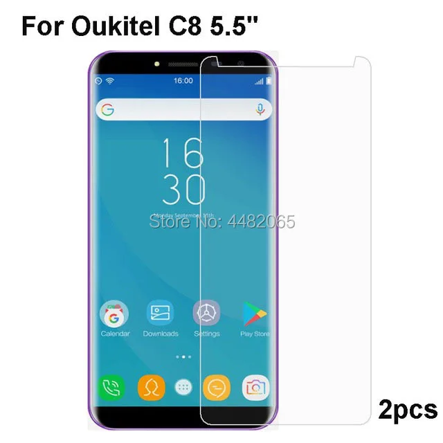 

2PCS Tempered Glass Safety Clear On For Oukitel C8 Phone Screen Protector For Oukitel C8 5.5 Protective Glass Film Guard