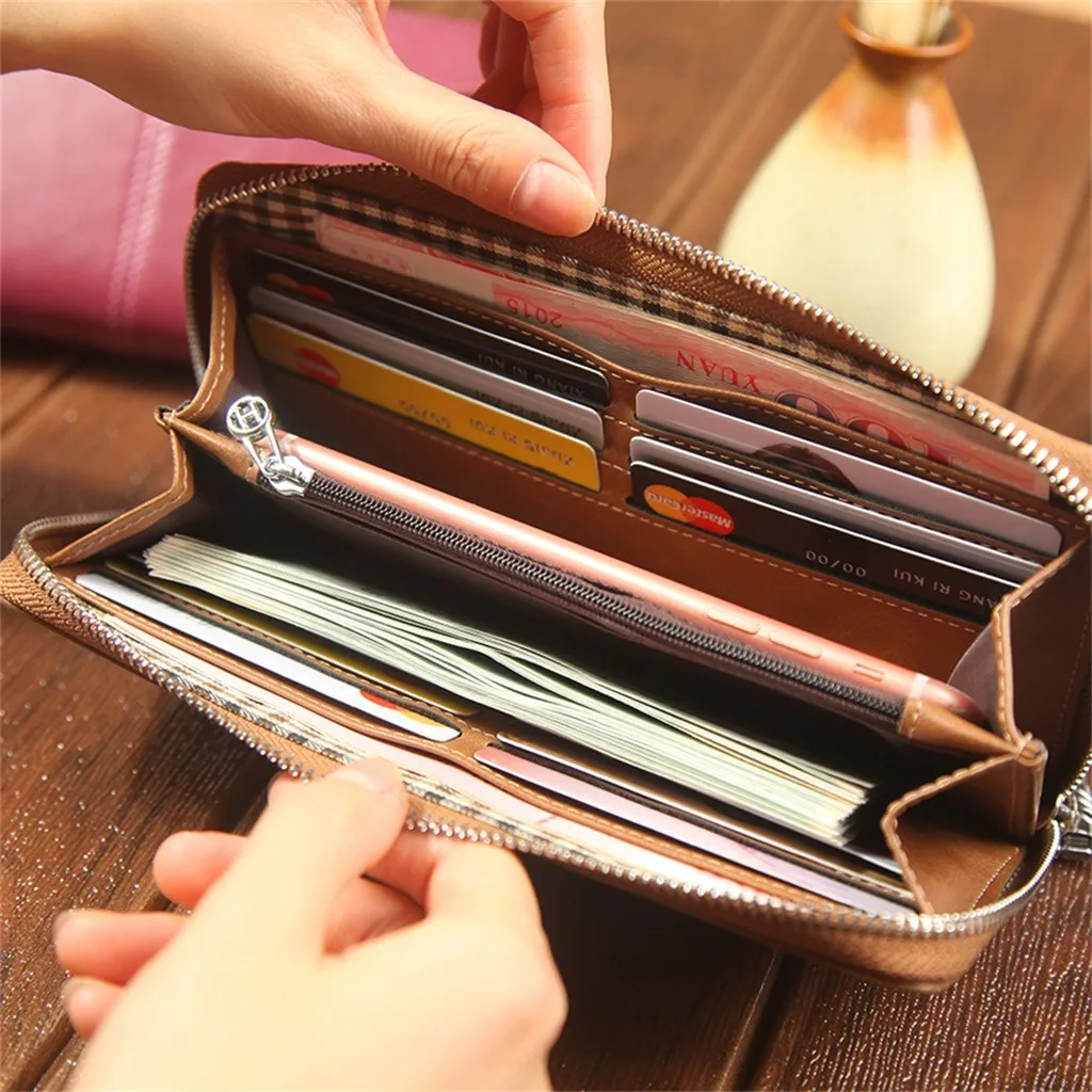 Aelicy Мужской Длинный кошелек Кожаные женские кошельки на молнии Portefeuille Дамский бумажник-ридикюль Cartera Mujer