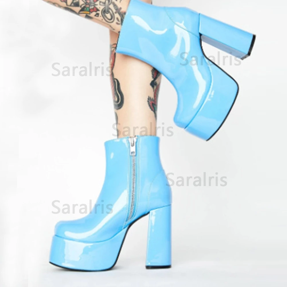 

SARAIRIS Fashion Solid Concise Platform Square Heel Women Shoes Plus Size 43 Comfy Elegant Modern Boots