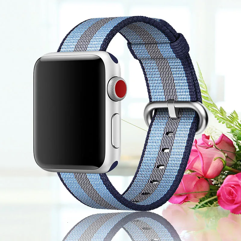 Браслет для apple watch, 44 мм, группа 5, 4, 3, 2, 1, тканый нейлоновый ремешок для iWatch, 40 мм, цветной узор, классическая пряжка