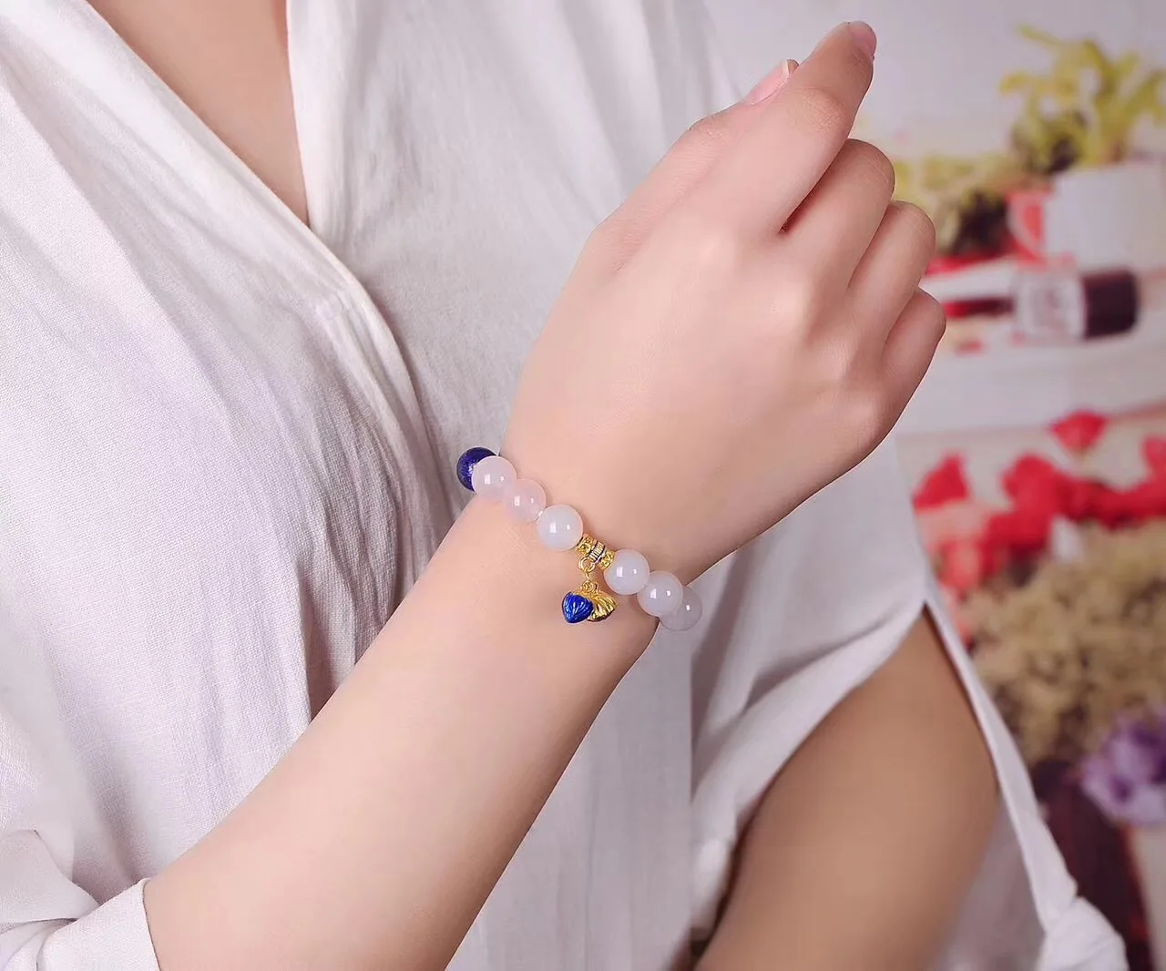 Натуральный Белый Агат резные вручную круглые бусины лотос для пар женские