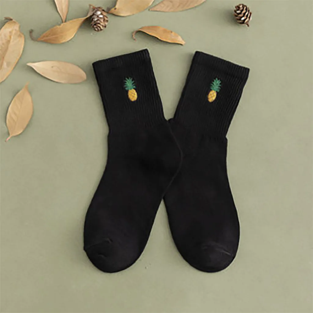 Харадзюку модные женские Ретро Чулки с вышивкой в виде ананаса осенне-зимние