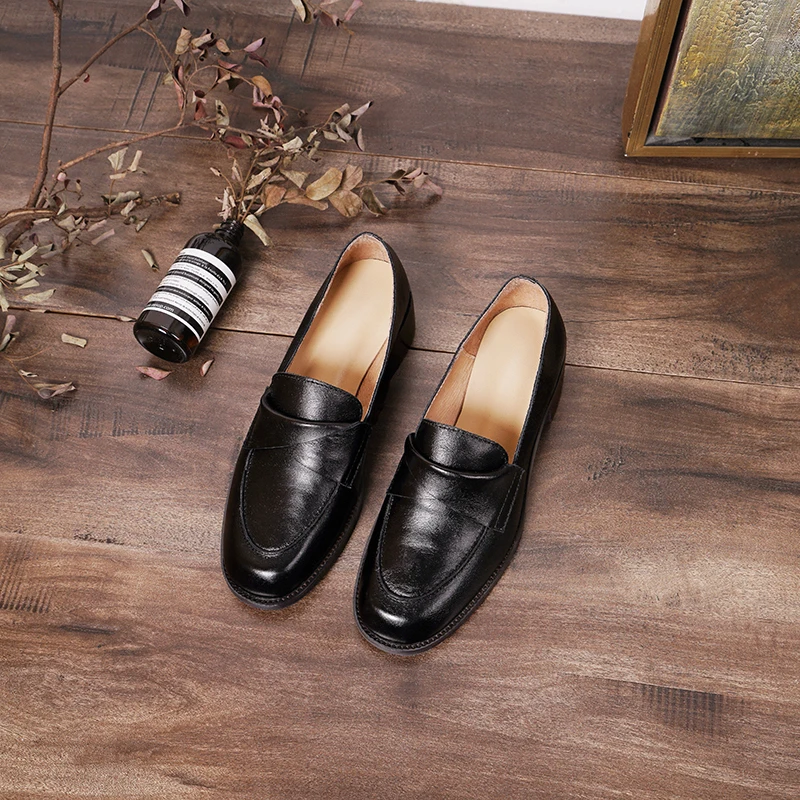 

Comfortable Square Heel Pumps for women round Toe High Quality Genuine Leather Design Shoes Women's Pumps