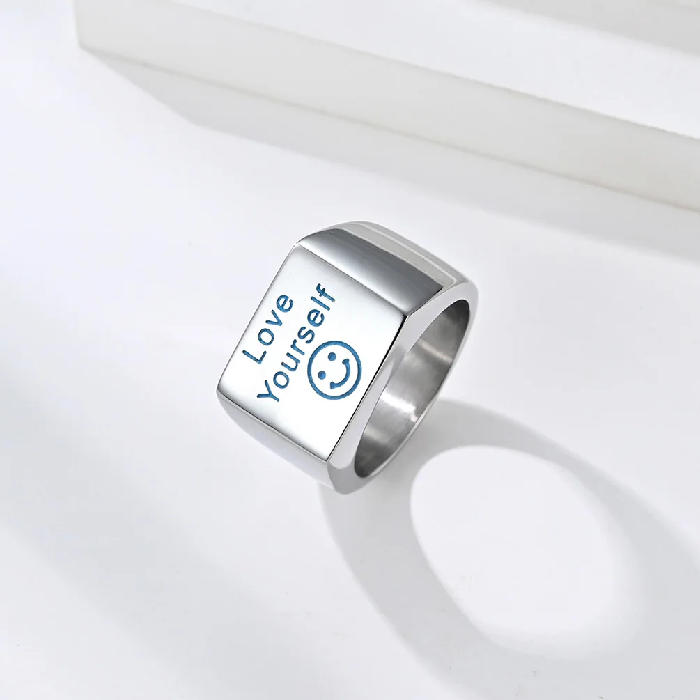 Серебристые кольца JHSL из нержавеющей стали для мужчин Модная бижутерия Love Yourself