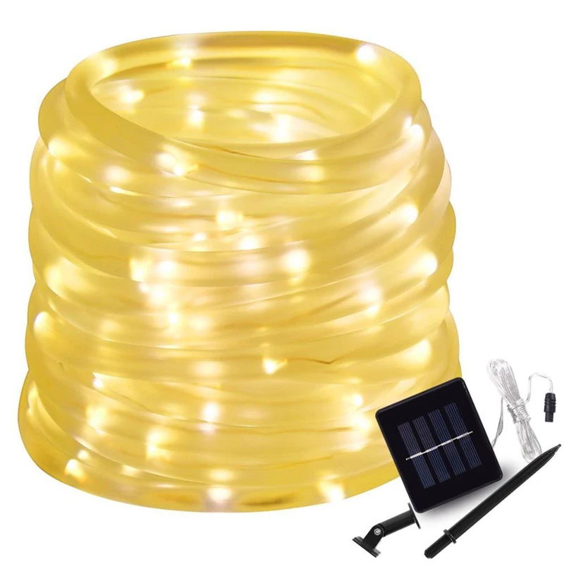 10 м ПВХ веревка Солнечная гирлянда 8 моделей солнечная панель Водонепроницаемая