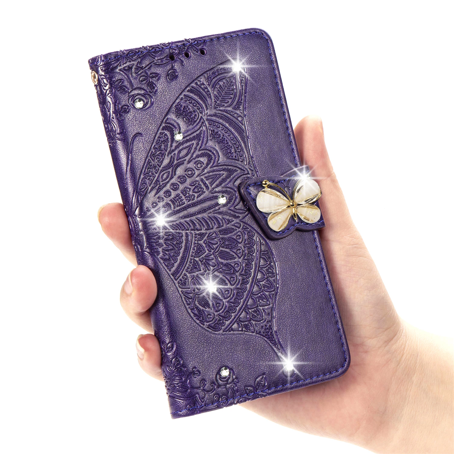 Фиолетовый Блестящий кожаный чехол для huawei Y5 Y6 Y7 Y9 Prime Pro Lite Y3 Стразы Чехол-книжка чехол для huawei Y9S Y 5 6 7 9 Prime - Цвет: Фиолетовый