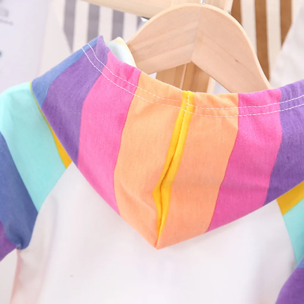 Girl Dress Baby Kids Girls Toddler Rainbow Letter Hooded Long Sleeve Skirt Princess Children Autumn Casual Clothing C50# | Детская