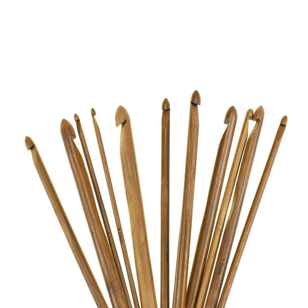 Набор крючков для вязания из натурального бамбука 12 шт.|Швейные иглы| |