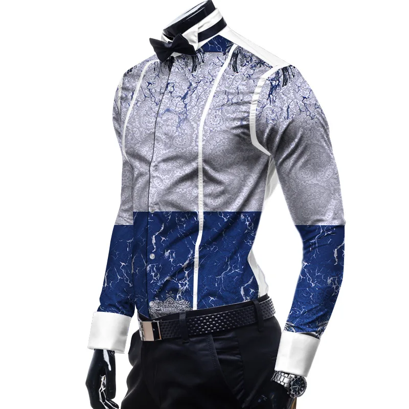 Африканская одежда Дашики Модные мужские формальные рубашки длинный рукав