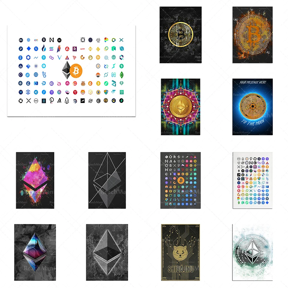 

Economics Bitcoin Ethereum Cardano Cryptocurrency Wall Art Canvas Painting Nordic Poster Print For Living Room Office Home Decor