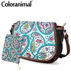 Простая женская маленькая сумка-седло Coloranimal в стиле бохо, сумка-Кроссбоди из искусственной кожи с узором пейсли, женская модная сумка на плечо
