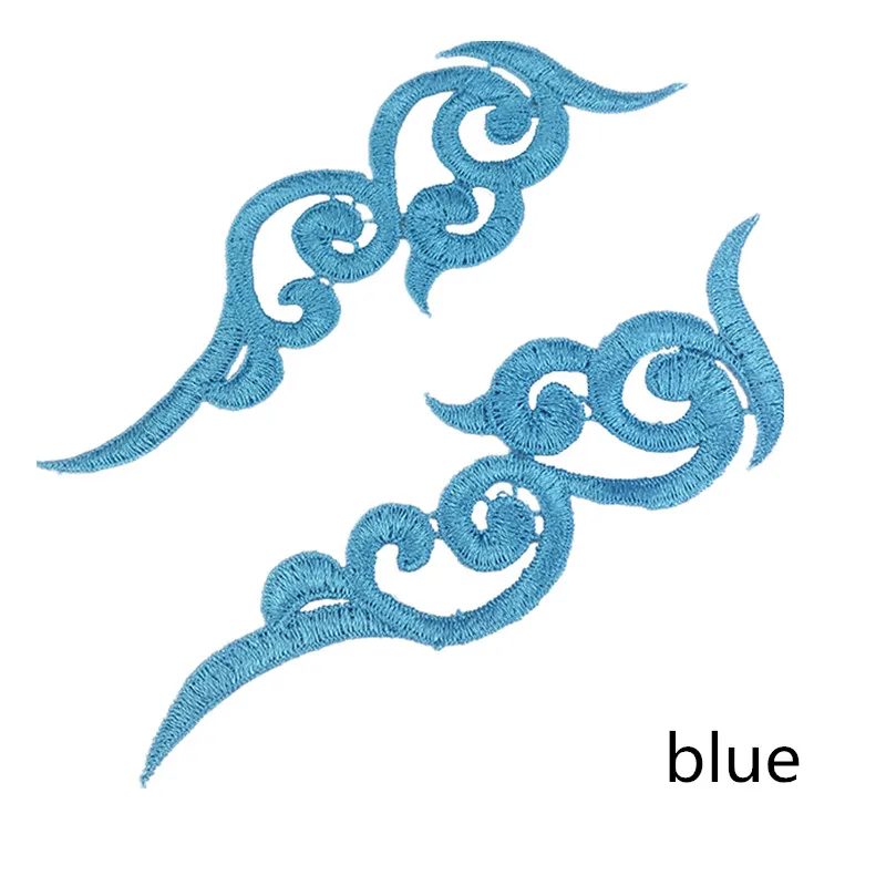 Blue Zsbszc 20 зеркальные пары LP-1882 полиэстер Ткань Цветы нашивки красочные облака craf белый черный кружево Аппликация аксессуары DA003 - Цвет: Blue