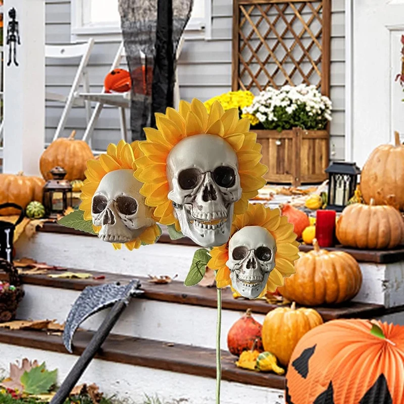 Жуткий череп цветы подсолнуха Череп фестиваль искусство ремесло украшение для