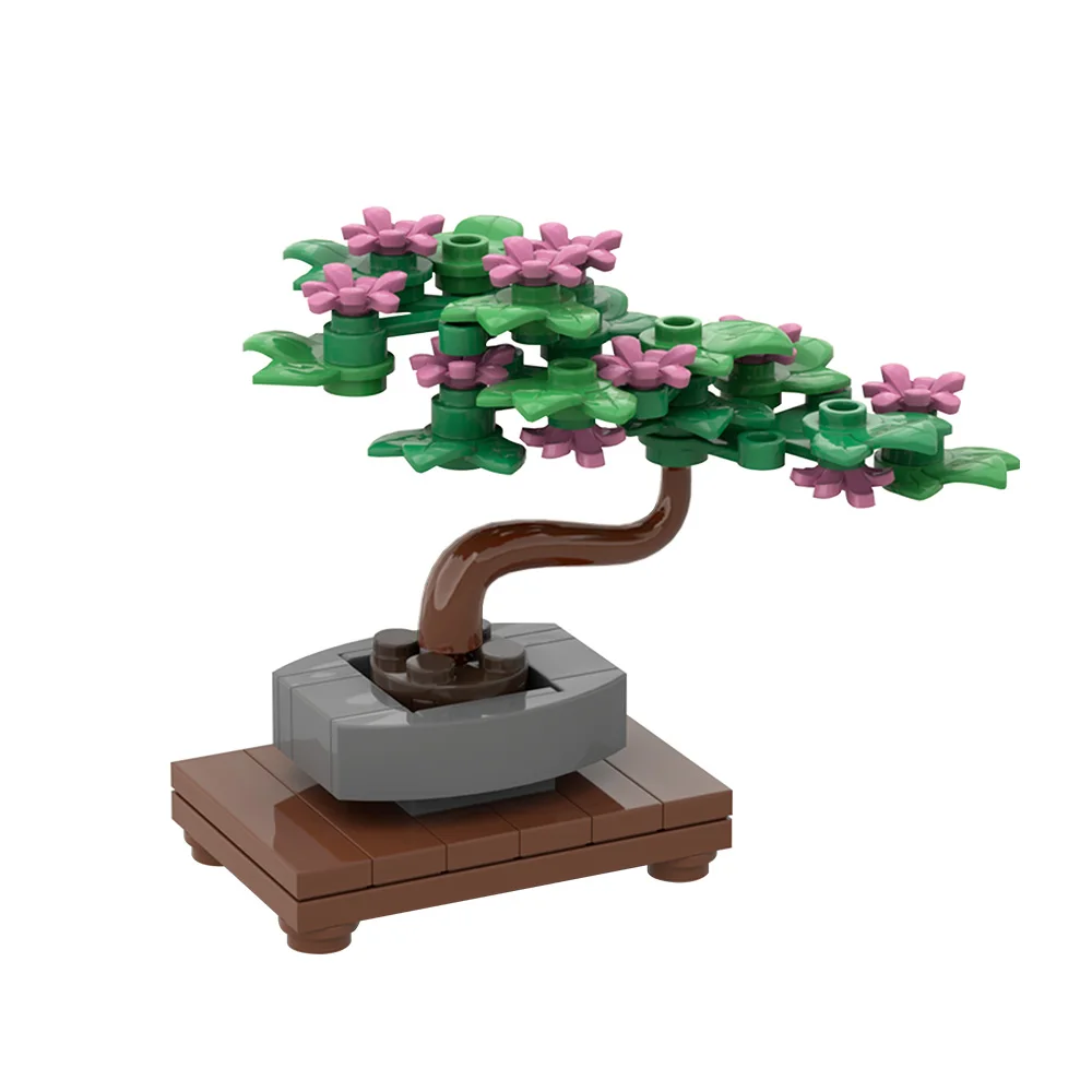 

MOC MINI Bonsai Tree Green Bush Flower Grass Plant Model Ornament Building Blocks Bricks DIY Assembly Educational Toy For Gift
