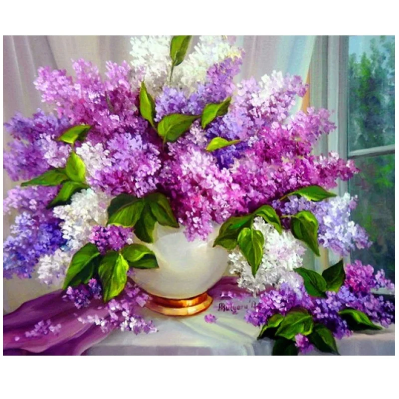 

Painting Wall Art DIY Diamond Cross Stitch Full Round Drill Potted Picture 5d Embroidery Mosaic Handmade Home Decoration Gifts