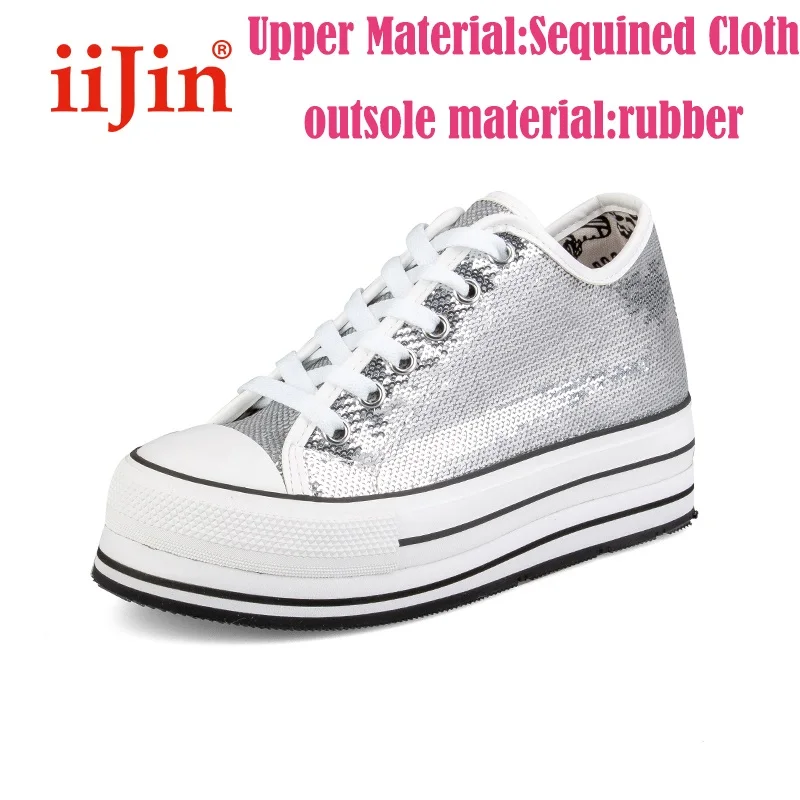 melhor Iijin Marca De Luxo Oficial Novo Baixo-topo Lantejoulas Casual Clássico Lantejoulas Fundo Grosso Feminino Sapatos Vrouwen Schoenen