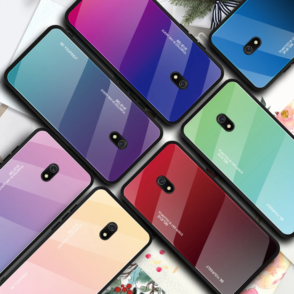 Чехол из закаленного стекла KEYSION с градиентом для Xiaomi Redmi 8A 8 7A 7 Силиконовый