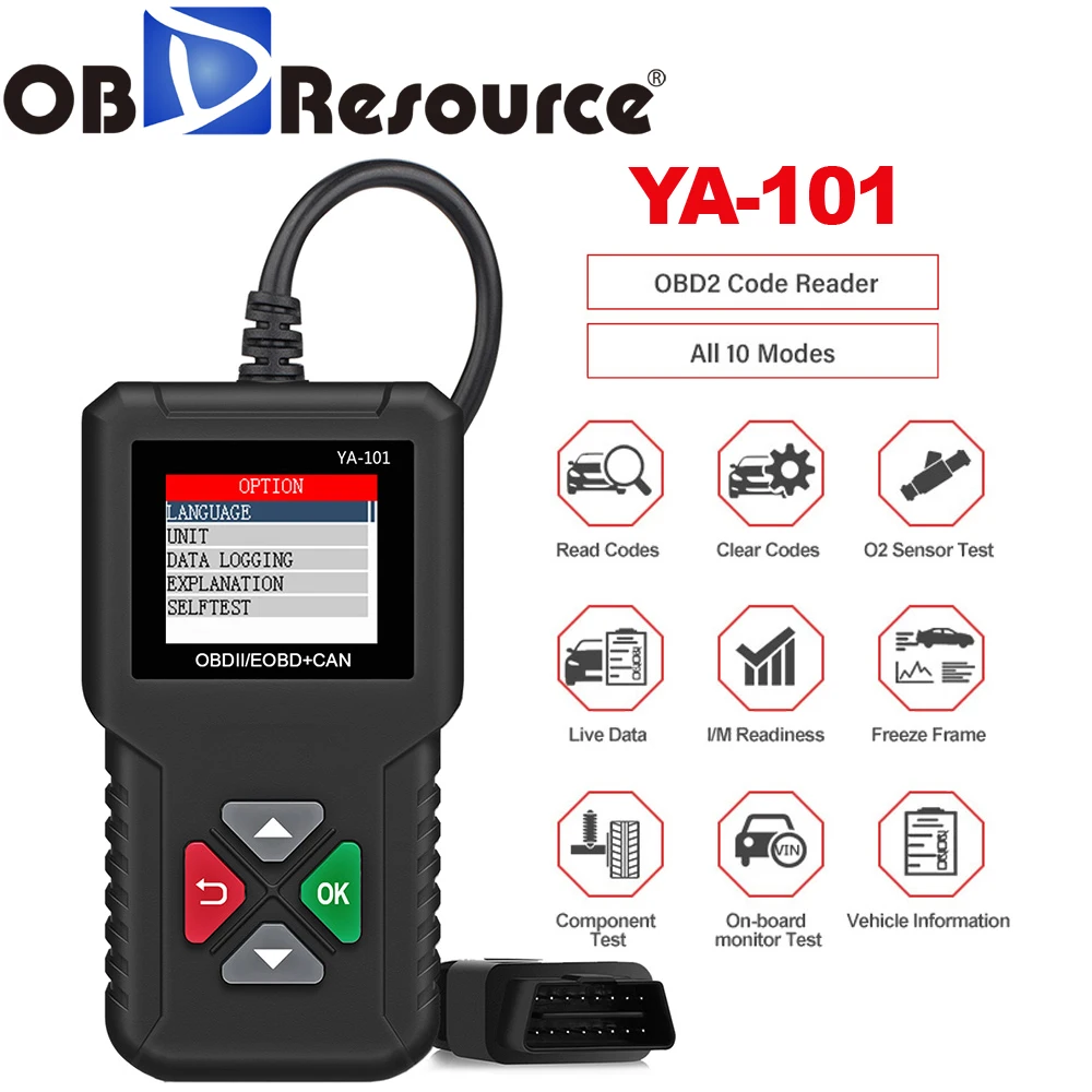 YA101 YA201 OBD2 сканер OBD II автоматический считыватель кодов автомобильный диагностический инструмент PK obdlink easydiag OM123 CR319 AD310 ELM327 V1.5 инструмент сканирования