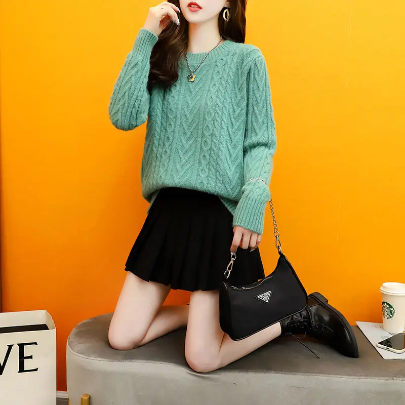 

Новинка 2021, Женский Осенний вязаный свитер, топ, свободный и тонкий модный универсальный свитер, пуловер, женский модный свитер