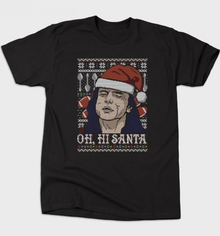 Мужская футболка с принтом хлопковая Футболка Oh Hi Santa женская коротким рукавом и