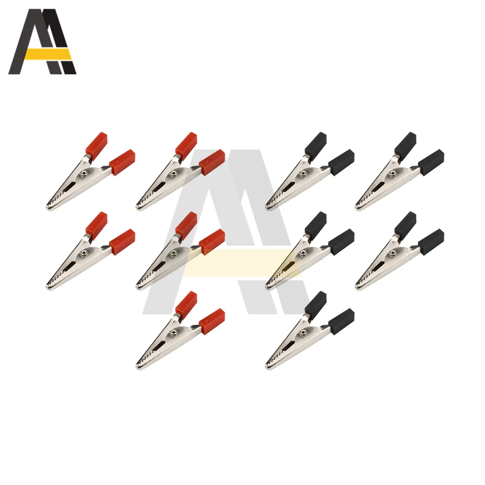 10pcs/lot Insulated Alligator Clips Plastic Handle Cable Lead Testing Metal Clamps Adapter Meter Test Probe Black Red |