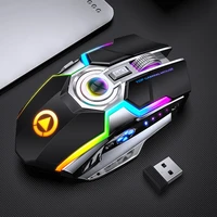 silent rechargeable gaming mouse wireless mouse streamer rgb colorful lamp adjustable backlit button usb 2 4g mice for pc laptop