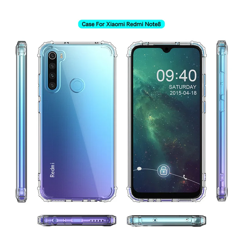 For Redmi Note 8 Pro Case Transparent Clear Soft Shockproof Back Cover 8T 8A Phone Protective |