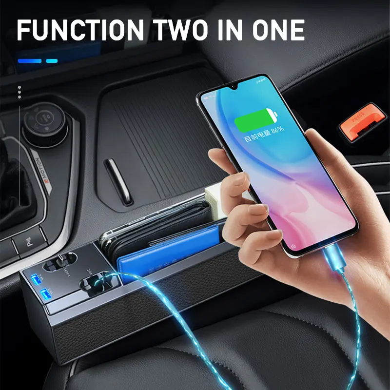 Автомобильный ящик для хранения с USB портом зарядки телефона IOS Type C Android интерьер