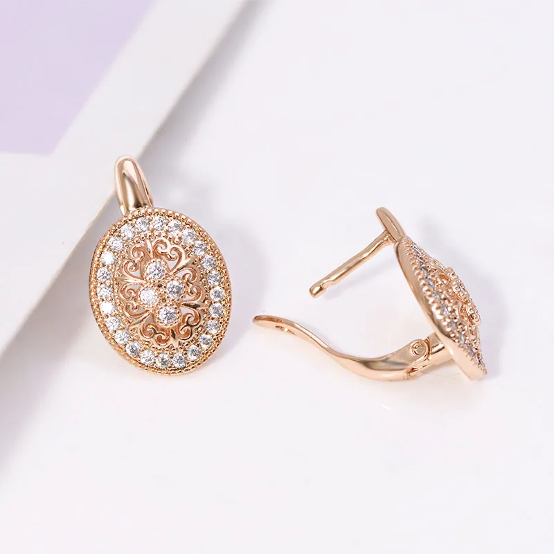 MxGxFam полый цветочный узор серьги-кольца с цирконом для женщин модные ювелирные