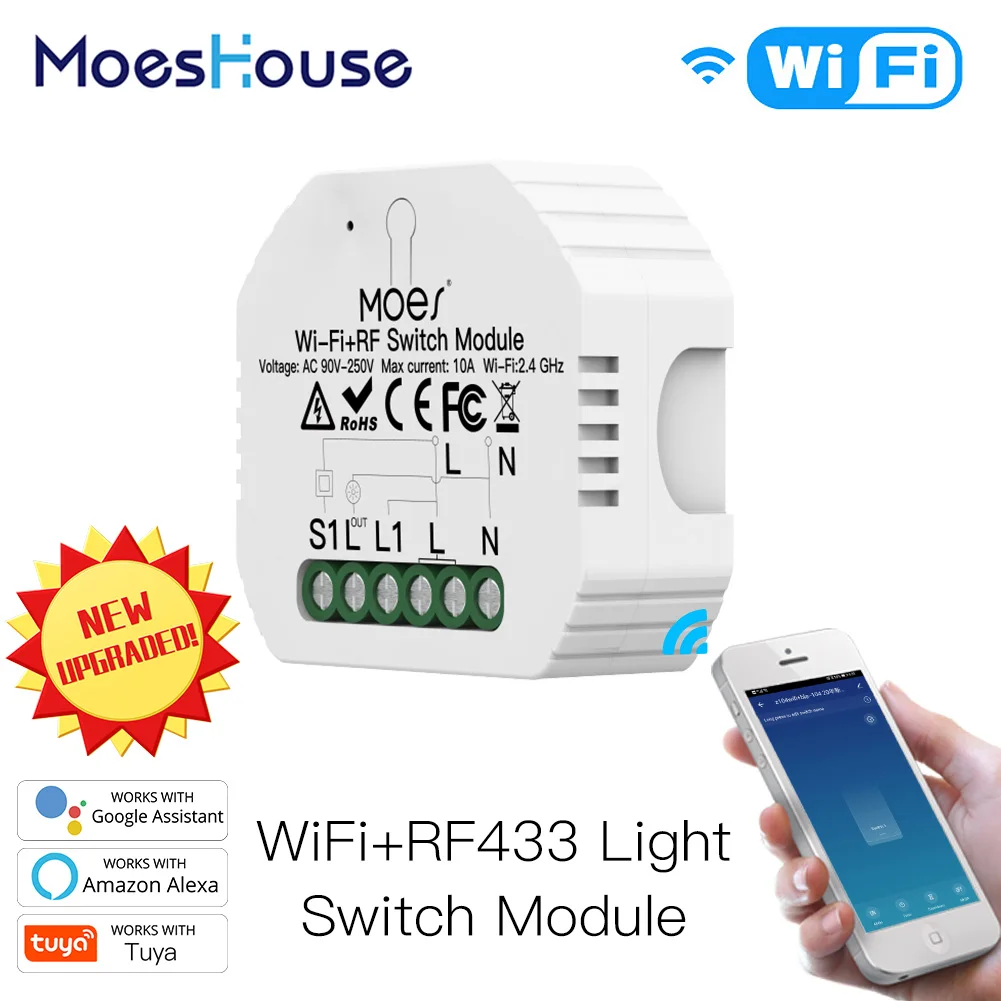 

DIY Smart WiFi Light Switch Smart Life/Tuya APP Remote Control 1/2 Way 1 Gang Switch,Works with Alexa Echo Google Home