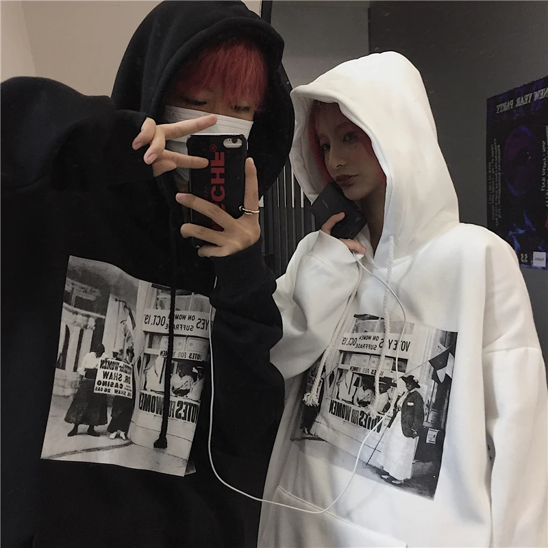 

Худи в стиле Харадзюку, 3XL, одежда для пар, топ в готическом стиле, женский свободный флисовый свитшот с комиксным принтом, куртки, уличный пу...