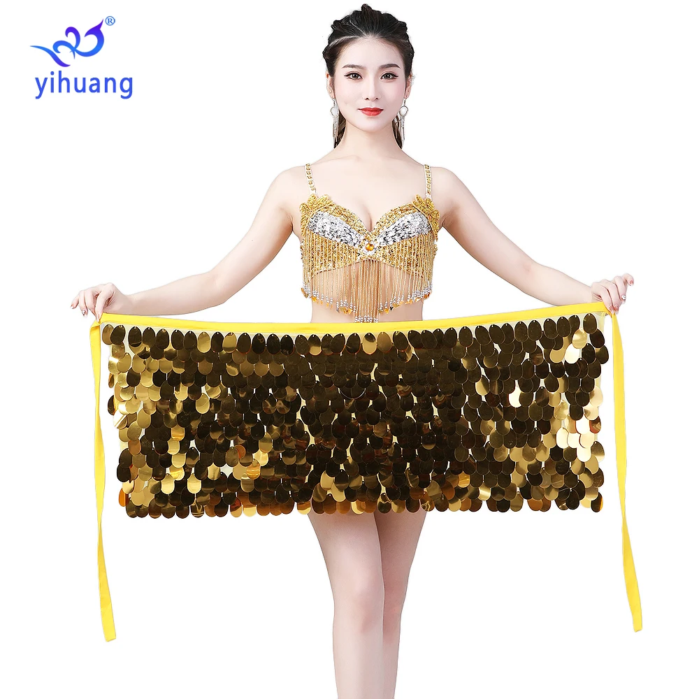 

2021 New Women Belly Dance Hip Scarf Festival Wrap Belt Sequins Bellydance Halloween Performance Wear Costumes