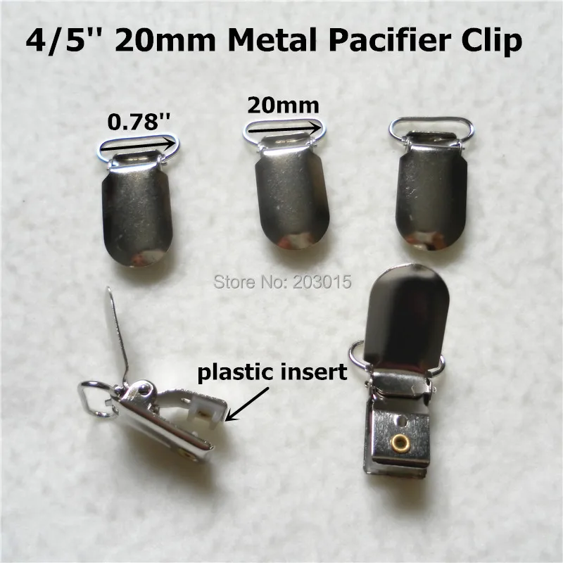 DHL 1000pcs/lot  4/5'' 20mm lead free metal suspenders soothers holder clips for baby dummy pacifier Chain